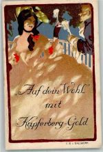 Werbung Kupferberg Gold Sekt Künstlerkarte