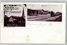 21279 W2114 Hollenstedt , Nordheide 1903 - Schule Kirche Bahnhof Güterwagen