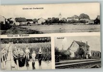 15806 O1635 Wünsdorf 1915 Gebrauchsspuren See Ufersteg Ruderboot Kinder Bahnhof