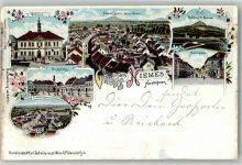 Niemes Mimon 1900 Lithographie Rathaus Ringplatz Scheibengasse Marienplatz