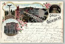 Graudenz Grudziadz 1897 Lithographie Kriegerdenkmal Linden Straße Casematte Fritz Reuter