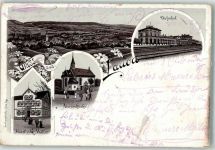 97922 W6970 Lauda 1897 Lithographie Bahnhof Hotel Müller Marienbrücke