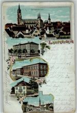 68623 W6840 Lampertheim , Hess 1904 Lithographie Neue Schule Alte Schulen Kaiserstraße Rathaus