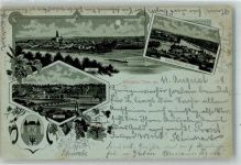 Crossen a.d. Oder Krosno Odrzanskie 1898 Lithographie Bobereinfluß in die Oder Berg