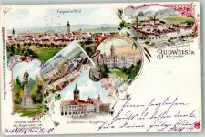 Ceske Budejovice Budweis 1898 Lithographie Schloss Frauenberg Domkirche Ringplatz