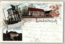 Lipce Lindenbusch 1898 Lithographie Kapelle Gasthaus Geister`s Etablissement