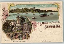 15344 O1260 Strausberg 1904 Lithographie Seebad Strausberg Gasthaus Seebad
