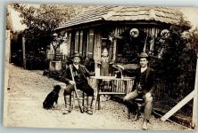 86150 W8900 Göggingen , Bay Foto AK Gruppenaufnahme Jäger Kl. Mädchen Hund Ort lt. Stempel