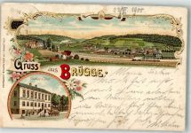 58507 W5880 Brügge , Westf 1900 Lithographie Gasthaus zur Post Bahnhof Bahnpost Hagen-Diringhausen Zg. 025