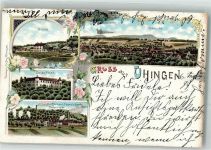 73066 W7336 Uhingen 1899 Lithographie Schloß Filseck Bahnhof Bleicherei-Färberei und Apperatur-Anstalt