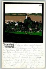 86938 W8913 Schondorf , Ammersee Lithographie Jakobskirche sign. Carl Kunst