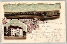 86650 W8853 Wemding 1900 Gebrauchsspuren Lithographie Wildbad Wemding
