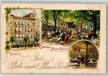10115 O1199 Wilhelmstadt 1900 Lithographie Gasthaus Mönch Gartenwirtschaft Speisesaal