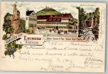72800 W7412 Eningen unter Achalm 1901 Lithographie Uracher Wasserfall Burg Lichtenstein Hotel Traube