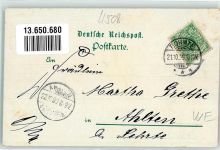 49163 W4508 Bohmte 1909 Gebrauchsspuren Lithographie Gasthaus Kleinschmidt Bahnhof Gasthaus Seling Kriegerdenkmal