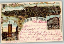 Guben Gubin 1903 Lithographie Marktplatz Dicker Turm Schützenhaus