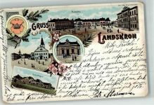 Lanskroun Landskron 1907 Lithographie Stadtplatz Rathaus Schlachthaus Turnhalle