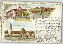 06249 O4241 Langeneichstädt 1900 Lithographie Eichstädt Kriegerdenkmal Untereichstädt Kirche Schule Obereichstädt
