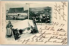 72160 W7240 Dießen , Hohenz 1899 - Volkstracht Dorfstraße Gasthaus zur Krone sign. Fabie