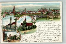 Lauban Luban 1900 Lithographie Rathaus Frauenstraße Frauenkirche