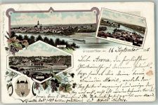 Krossen/ Wislok Krosno 1895 Lithographie Bobereinfluss in die Oder