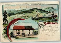79650 W7860 Gersbach , Baden 1915 Gebrauchsspuren Lithographie Haus Brutschin Wanderer Erh. II-Stauchung