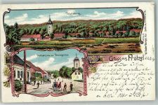 15345 O1261 Prötzel 1904 Gebrauchsspuren Lithographie Dorfstraße Postagentur Dorfkirche