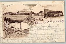95478 W8584 Kemnath 1898 Lithographie Stadtwappen Marktplatz Lichtenhof