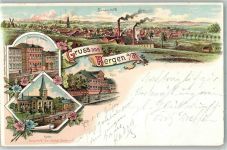 29468 W3134 Bergen Dumme 1899 Lithographie Post Kirche Bürgermeisteramt
