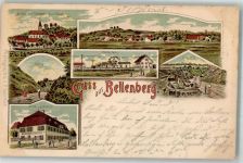 89287 W7919 Bellenberg , Schwab 1898 Lithographie Altes Schloß Schlucht Steig Pfarrhof Schule