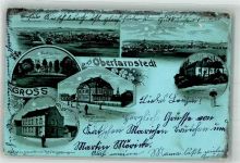 06268 O4240 Oberfarnstedt Lithographie / Mondschein Rittergut Oberhof Amtsgebäude Villa Weinberg Rittergut Unterhof