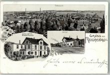 Reichenau i. Sachsen Bogatynia 1904 Lithographie Gasthaus zum Bahnhof Bahnhof Bahnpost Zittau- Zug 2610