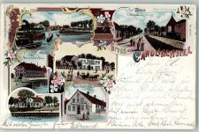 26409 W2944 Carolinensiel , Ostfriesl 1899 Lithographie Warengeschäft Dirks Kgl. Postanstalt Hotel zum Deutschen Hause Mühlenstraße Hafen