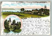 Broager Broacker 1898 Lithographie Flensburger Förde Kirche