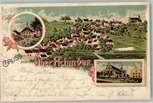89081 W7900 Oberelchingen 1899 Lithographie Klosterkirche Schule