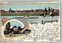 01619 O8401 Lorenzkirch 1899 Lithographie Festwiese Salondampfer Gasthaus zum Stern Gut Görne Gut Ohmigen