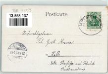 04435 O7103 Dölzig b Leipzig 1907 Lithographie Großdölzig Rittergut Oberhof Neue Schule Pfarrhaus Ritergut Unterhof Bahnpost Leipzig