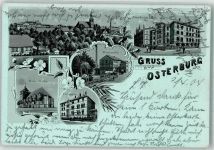 39606 O3540 Osterburg Altmark 1904 Lithographie Nicolai-Kirche Wassermühle Altmärkisches Lehrer-Seminar