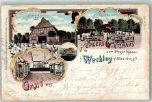 26121 W2900 Wechloy 1900 Lithographie Gasthaus Zum Drögen Hasen Hase Saal