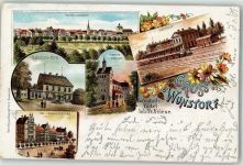 31515 W3050 Wunstorf 1898 Lithographie Bahnhof Kgl. Lehrerseminar Bahnhof-Hotel