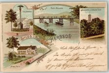 58452 W5810 Herbede 1898 Lithographie Ruhr-Brücke Kriegerdenkmal Alten Hain Am Hübschen Turm