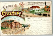 39439 O3256 Güsten , Anh 1904 Gebrauchsspuren Lithographie Bahnhof