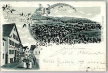 73277 W7311 Owen , Teck Lithographie Gasthaus zur Post