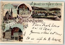 67146 W6705 Deidesheim 1901 Lithographie Kath. Kirche Stadthaus Landschaftsgärtnerei Mees