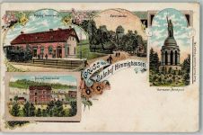 33039 W3493 Himmighausen Gebrauchsspuren Lithographie Bahnhof Externsteine Hermannsdenkmal