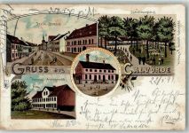 39359 O3242 Calvörde 1899 Gebrauchsspuren Lithographie Herzogl. Amtsgericht Breite Straße Molkerei Schützenplatz