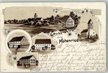 86564 W8899 Hohenried b Schrobenhausen 1910 Gebrauchsspuren Lithographie Schule Gasthaus Pfarrhaus Kirche