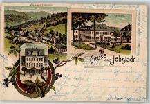 09477 O9308 Jöhstadt 1899 Lithographie Rataus Marktplatz Haltestelle Schlössel
