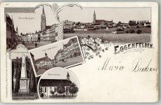 84307 W8330 Eggenfelden 1899 Lithographie Unter- und Oberer Marktplatz Kriegerdenkmal Klosterkirche