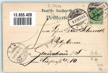 04610 O7404 Meuselwitz , Thür 1899 Lithographie Denkmal Wilhelm I. Zwerg Glück auf Kohle Stadthaus